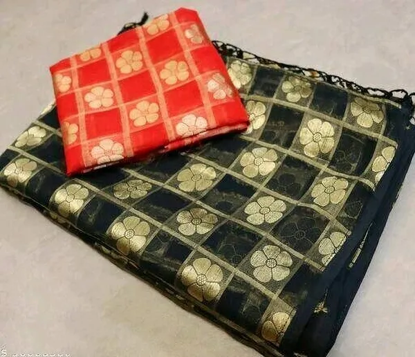 Black_Jacquard_Floral_Print_Ilkal_Saree_For_Women