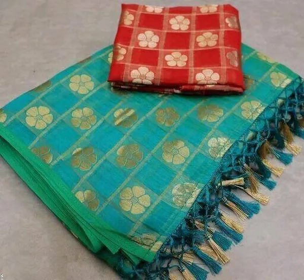 Light_Green_Jacquard_Floral_Print_Ilkal_Saree_For_Women