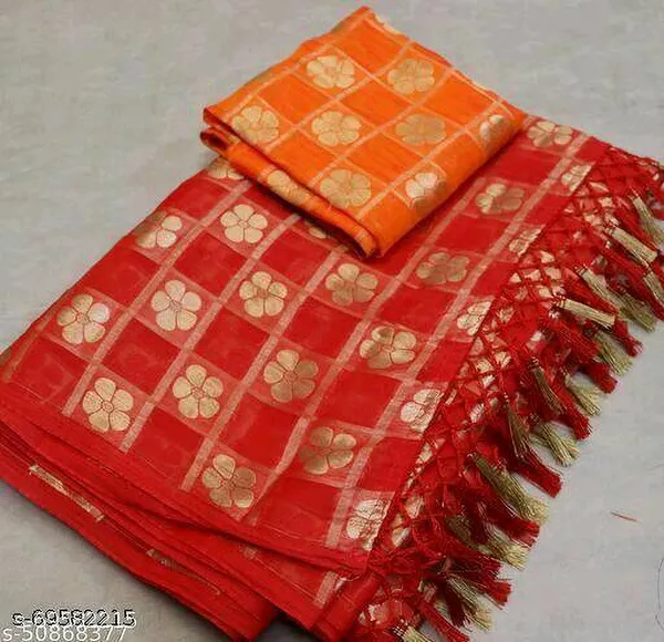 Red_Jacquard_Floral_Print_Ilkal_Saree_For_Women