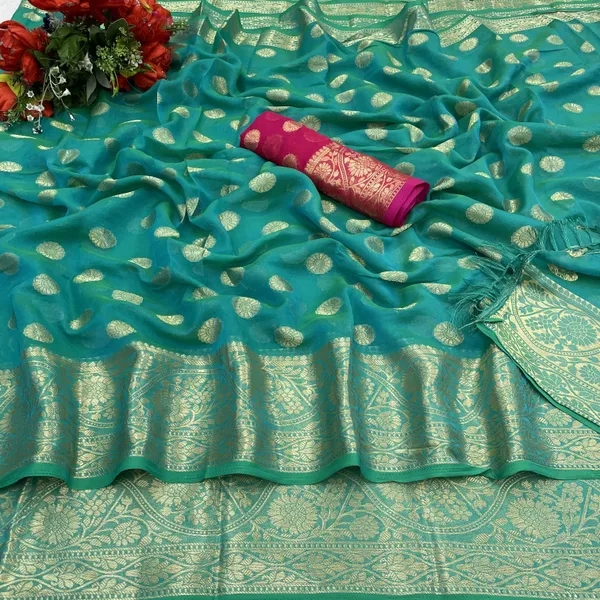 Multicolor_Jacquard_Woven_Bollywood_Saree_For_Women