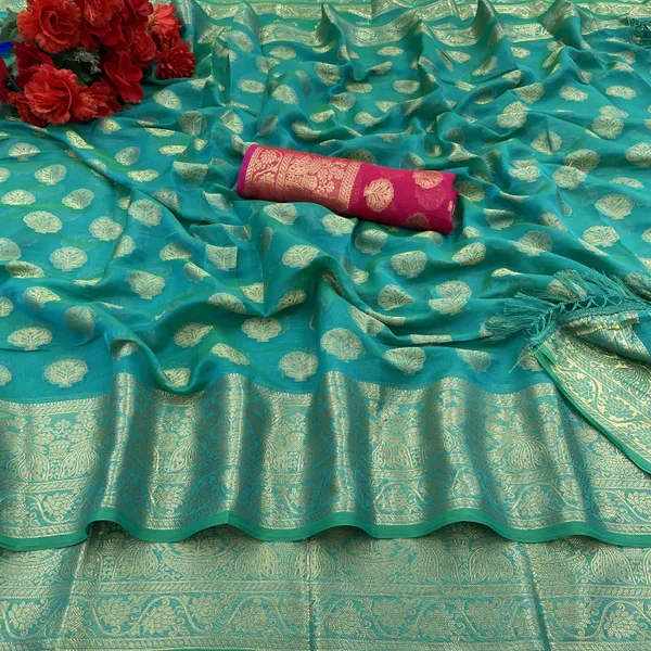 Multicolor_Jacquard_Woven_Bollywood_Saree_For_Women