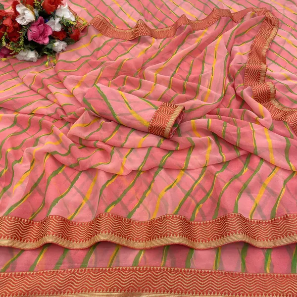 Pink_Georgette_Printed_Leheria_Saree_For_Women