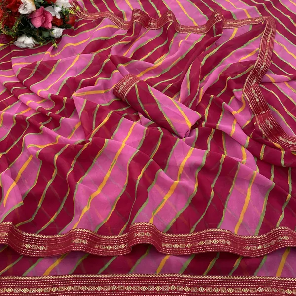 Magenta_Georgette_Printed_Leheria_Saree_For_Women