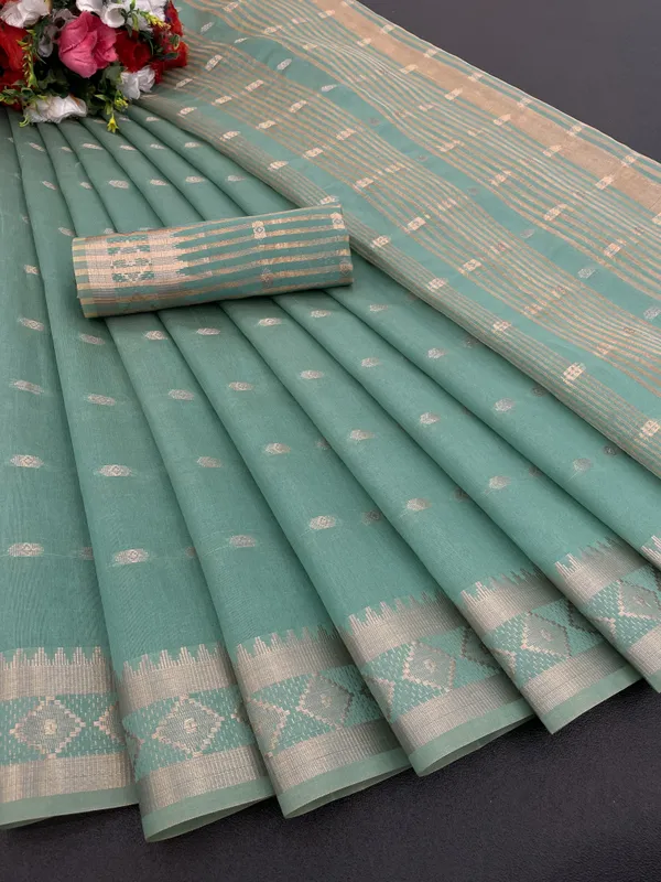 Green_Jacquard_Self_Design_Banarasi_Saree_For_Women