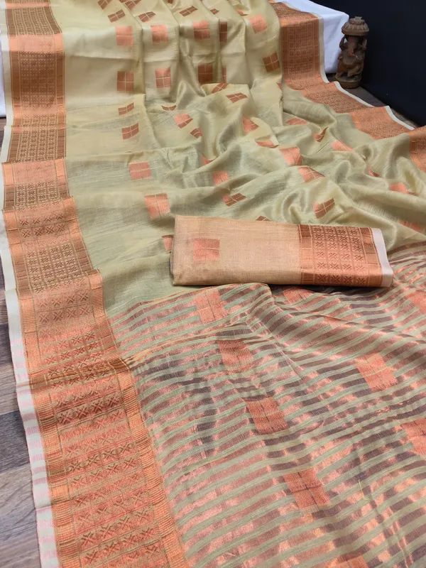 Cream_Cotton_Linen_Self_Design_Ilkal_Saree_For_Women