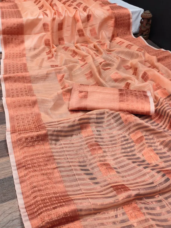 Pink_Cotton_Linen_Self_Design_Ilkal_Saree_For_Women