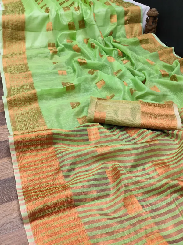 Light_Green_Cotton_Linen_Self_Design_Ilkal_Saree_For_Women