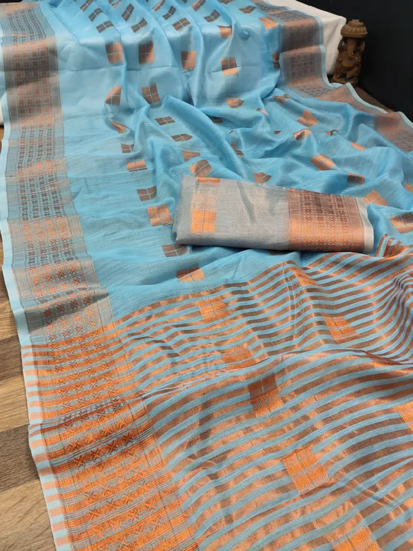 Light_Blue_Cotton_Linen_Self_Design_Ilkal_Saree_For_Women