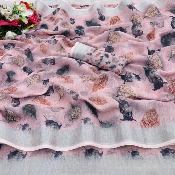 Pink_Linen_Digital_Print_Daily_Wear_Saree_For_Women