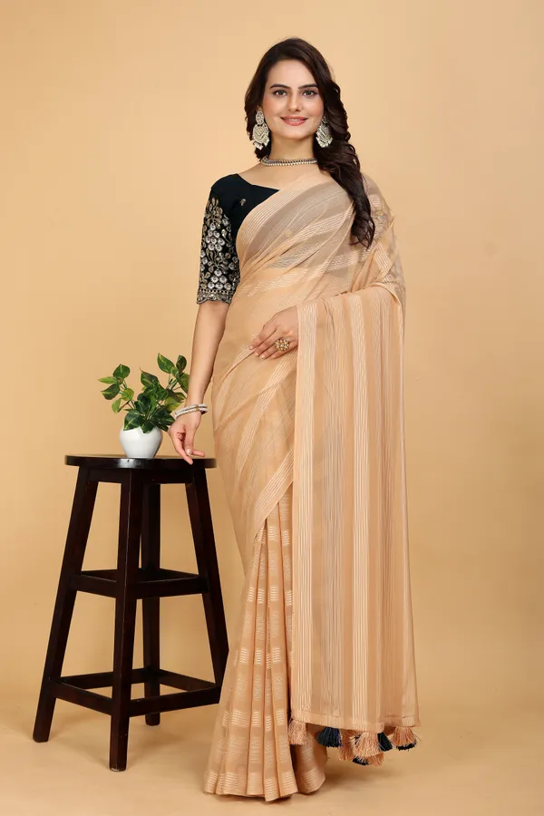 Beige_Georgette_Striped_Bollywood_Saree_For_Women