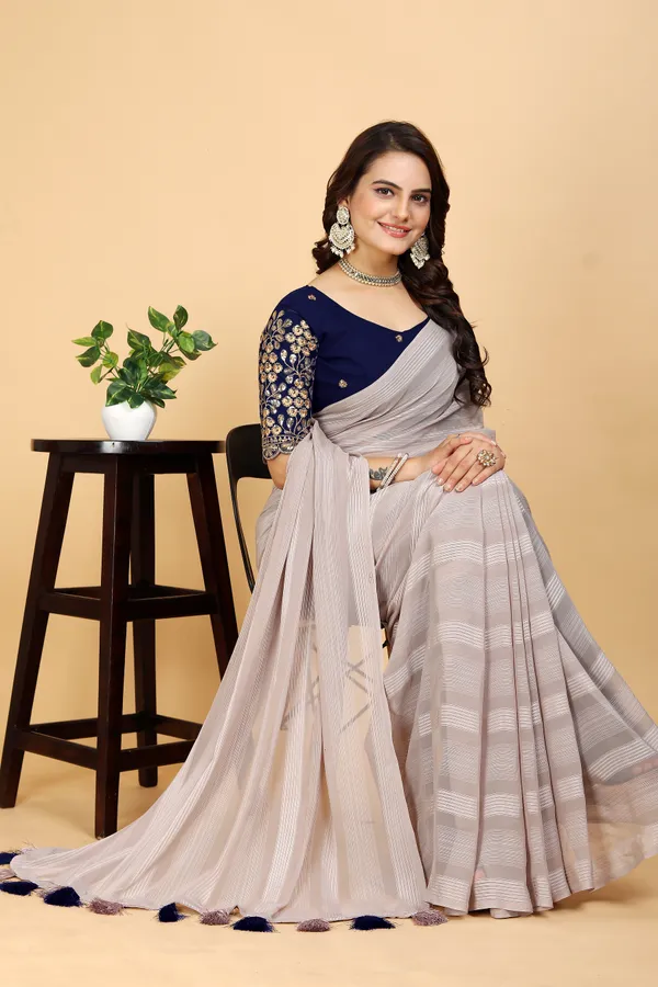 Grey_Georgette_Striped_Bollywood_Saree_For_Women