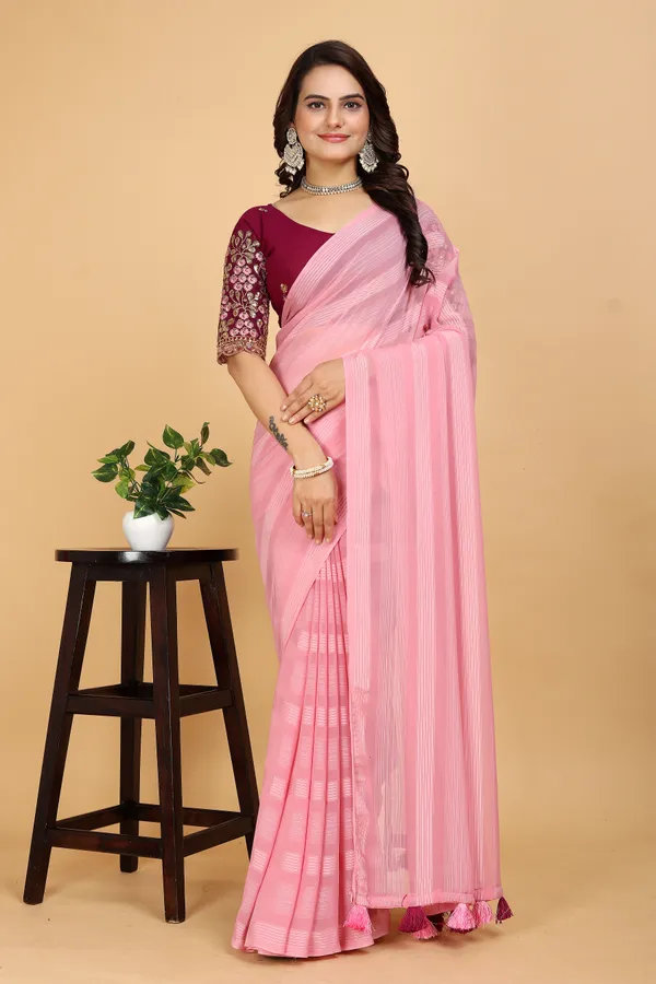 Pink_Georgette_Striped_Bollywood_Saree_For_Women