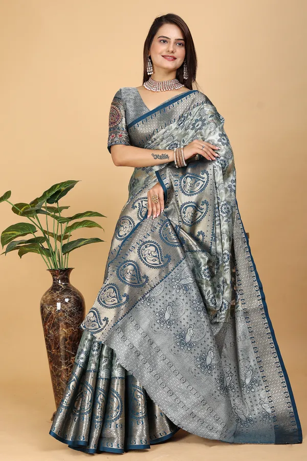 Dark_Blue_Tussar_Silk_Woven_Handloom_Saree_For_Women