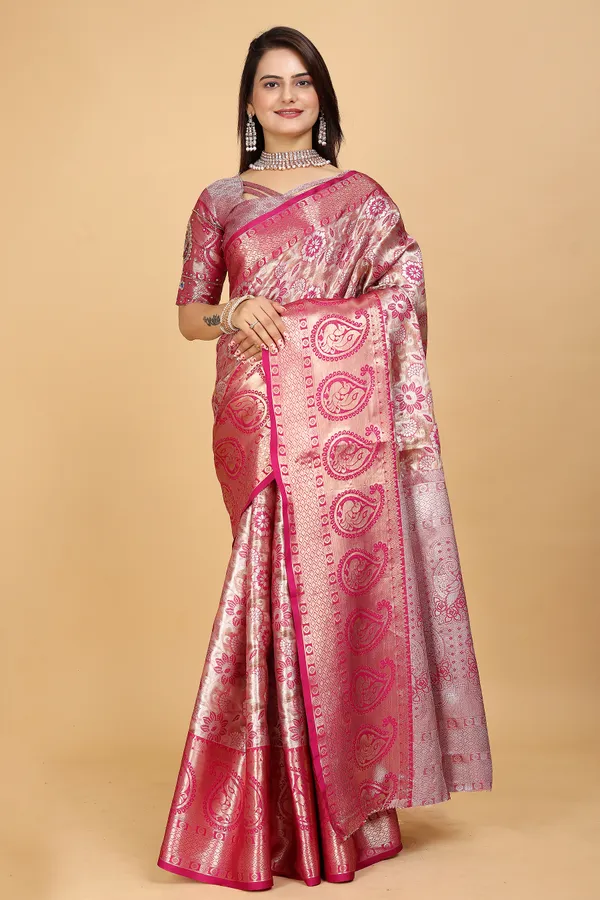 Pink_Tussar_Silk_Woven_Handloom_Saree_For_Women