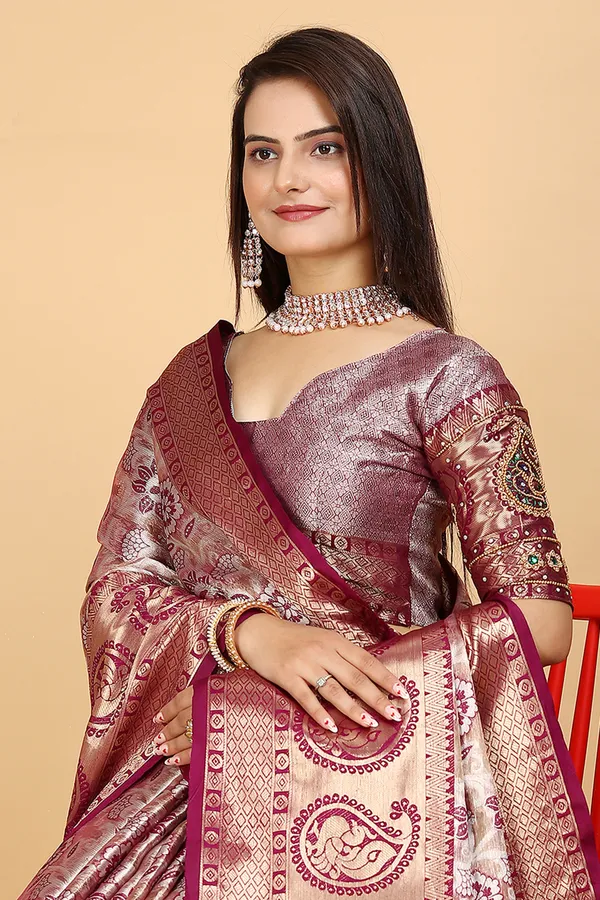 Purple_Tussar_Silk_Woven_Handloom_Saree_For_Women