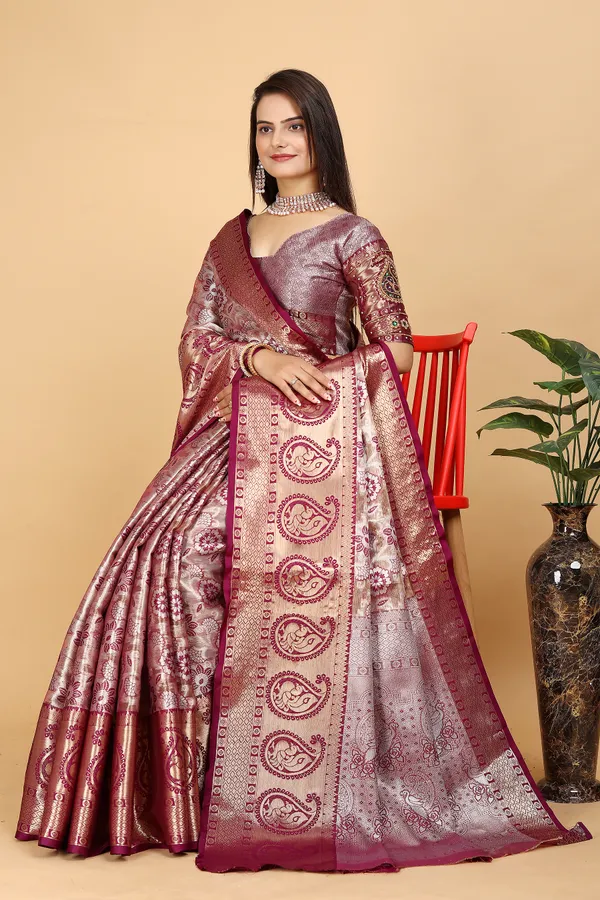 Purple_Tussar_Silk_Woven_Handloom_Saree_For_Women