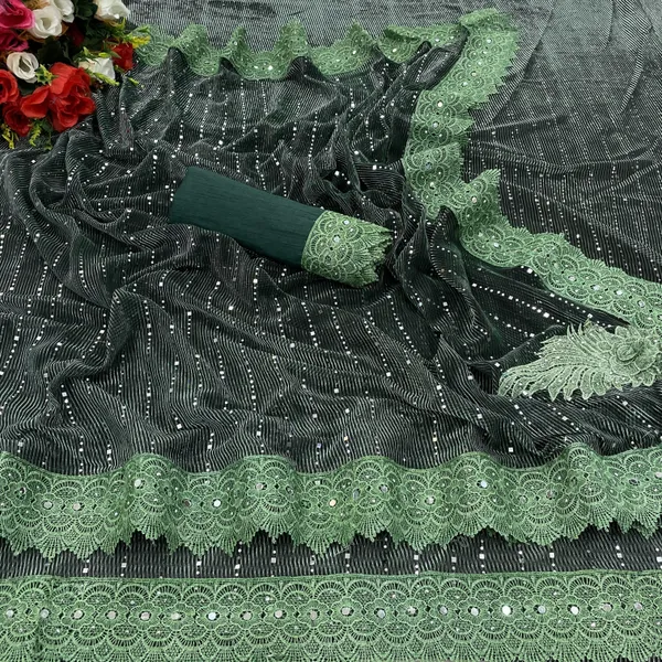 Dark_Green_Lycra_Blend_Digital_Print_Bollywood_Saree_For_Women