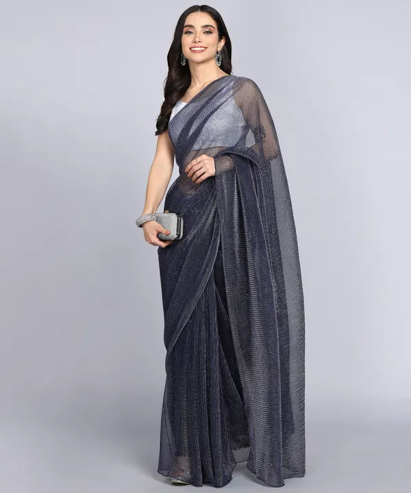 Dark_Blue_Lycra_Blend_Dyed_Bollywood_Saree_For_Women