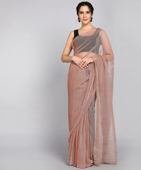 Cream_Lycra_Blend_Dyed_Bollywood_Saree_For_Women
