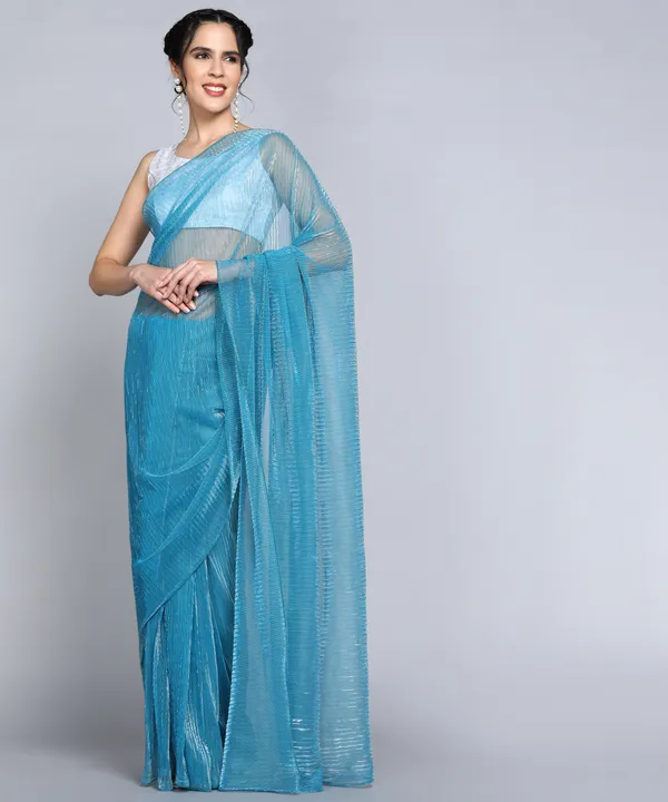 Blue_Lycra_Blend_Dyed_Bollywood_Saree_For_Women