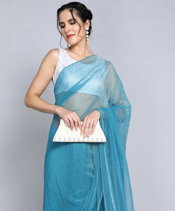 Blue_Lycra_Blend_Dyed_Bollywood_Saree_For_Women