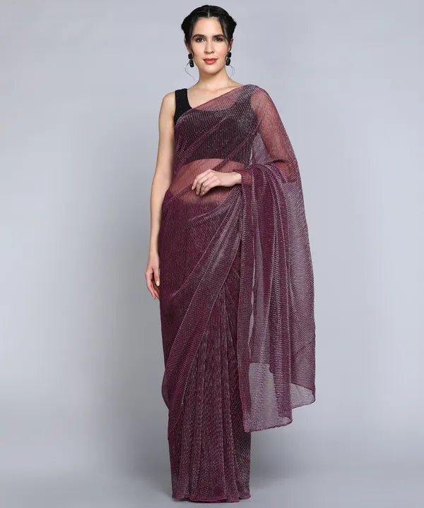 Purple_Lycra_Blend_Dyed_Bollywood_Saree_For_Women