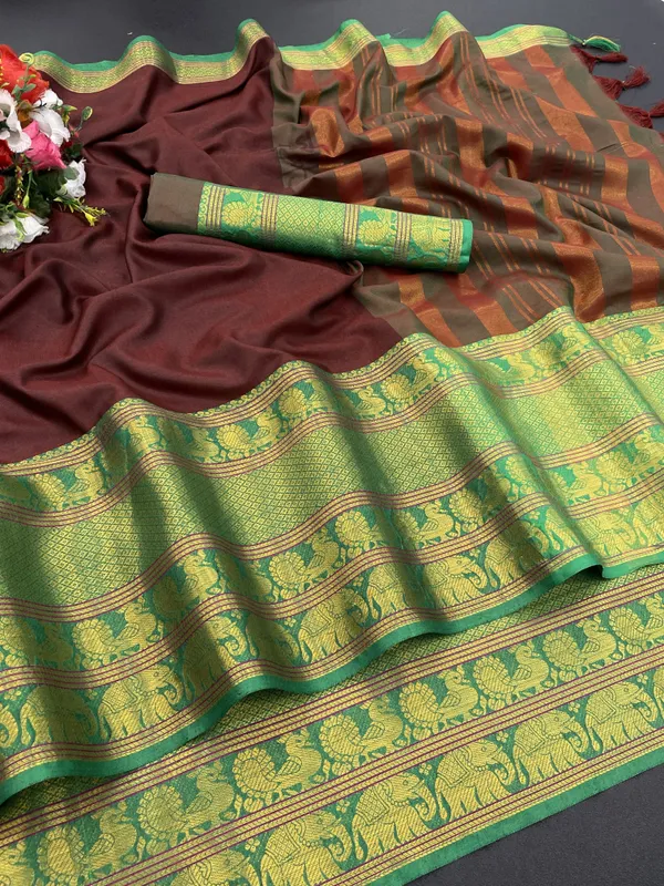 Multicolor_Jacquard_Self_Design_Banarasi_Saree_For_Women
