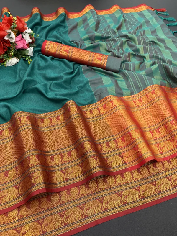 Multicolor_Jacquard_Self_Design_Banarasi_Saree_For_Women