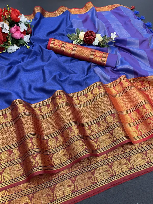 Blue_Jacquard_Self_Design_Banarasi_Saree_For_Women