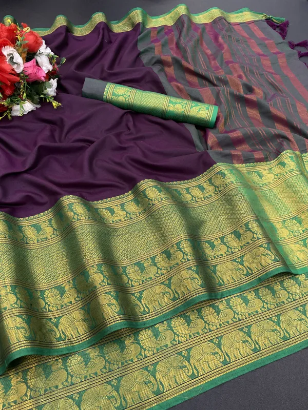Purple_Jacquard_Self_Design_Banarasi_Saree_For_Women
