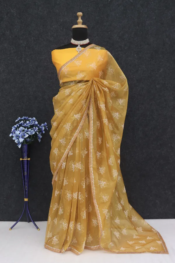 Gold_Organza_Printed_Bollywood_Saree_For_Women