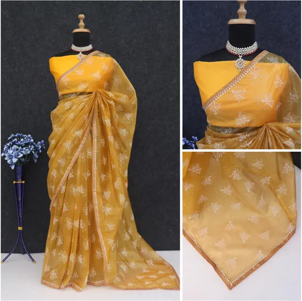 Gold_Organza_Printed_Bollywood_Saree_For_Women