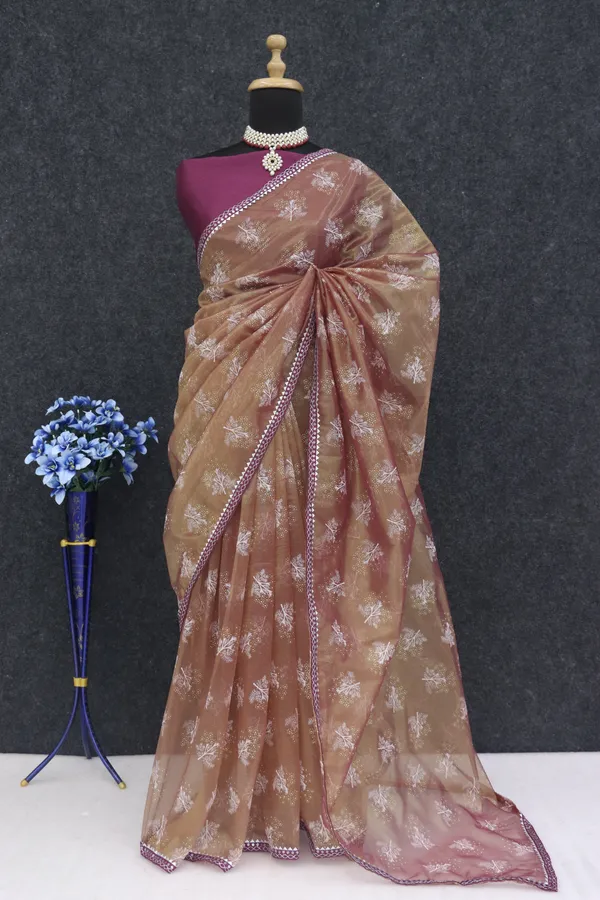 Purple_&_Brown_Organza_Printed_Bollywood_Saree_For_Women