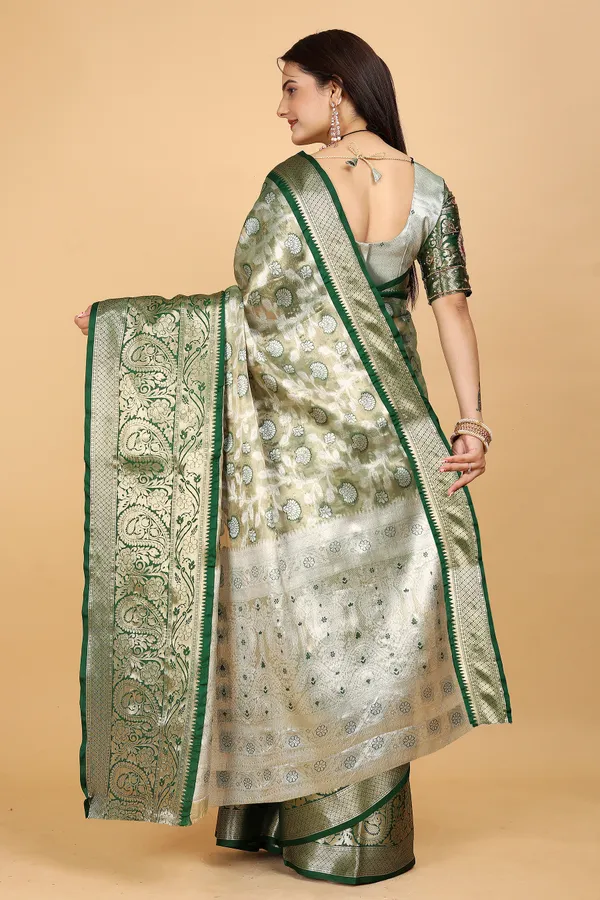 Dark_Green_Tussar_Silk_Woven_Handloom_Saree_For_Women