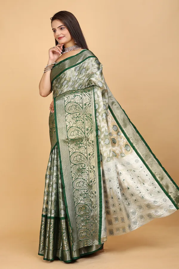 Dark_Green_Tussar_Silk_Woven_Handloom_Saree_For_Women