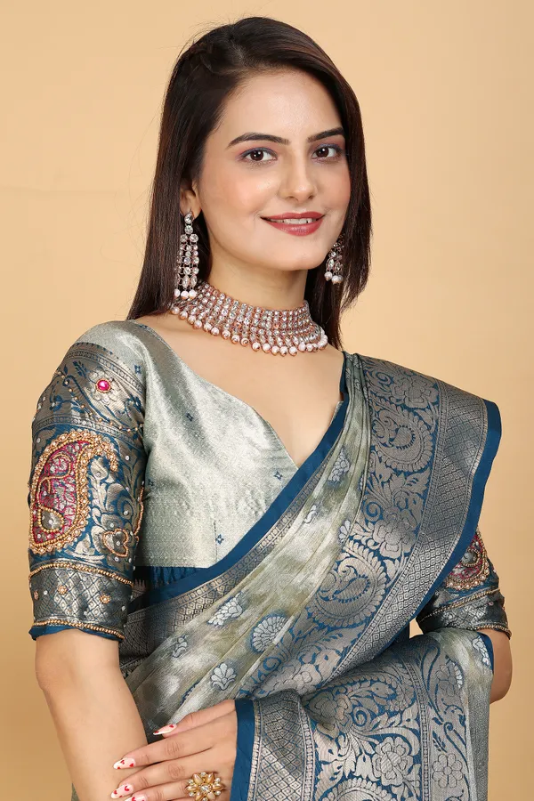 Dark_Blue_Tussar_Silk_Woven_Handloom_Saree_For_Women
