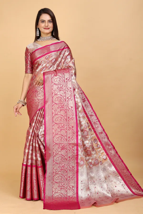 Pink_Tussar_Silk_Woven_Handloom_Saree_For_Women