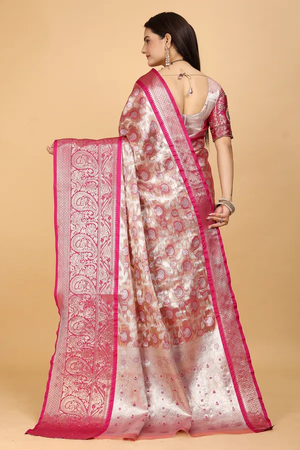 Pink_Tussar_Silk_Woven_Handloom_Saree_For_Women