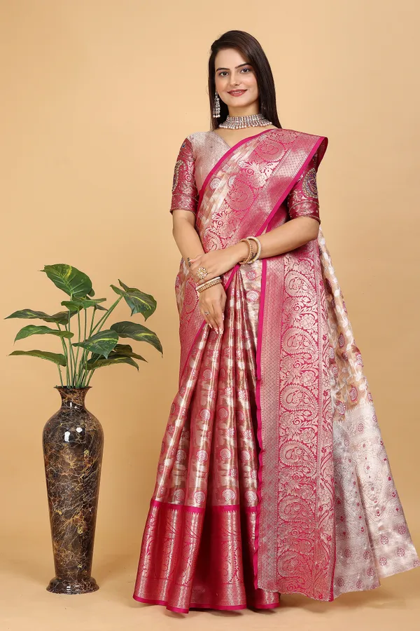 Pink_Tussar_Silk_Woven_Handloom_Saree_For_Women