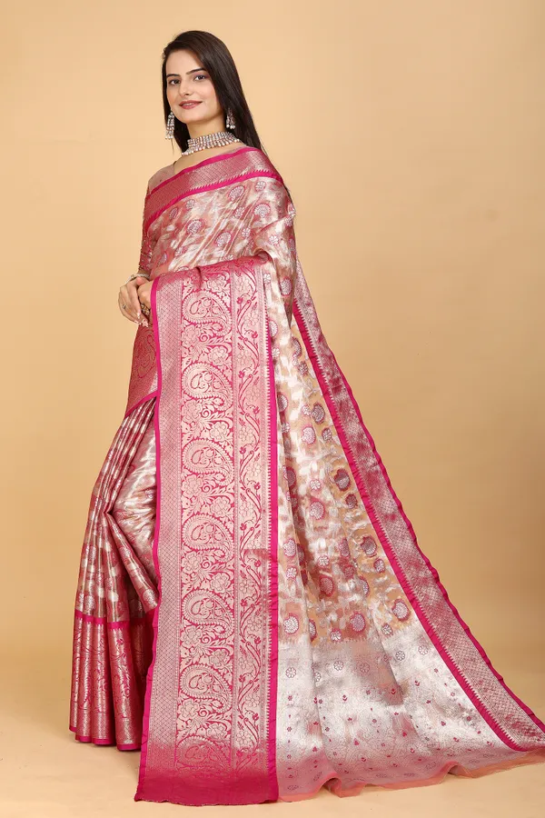 Pink_Tussar_Silk_Woven_Handloom_Saree_For_Women