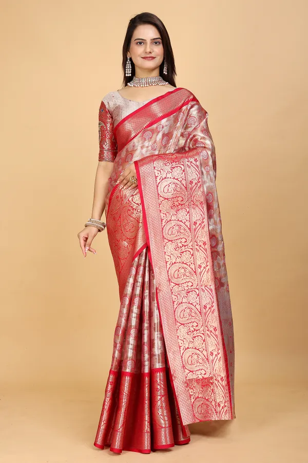 Red_Tussar_Silk_Woven_Handloom_Saree_For_Women