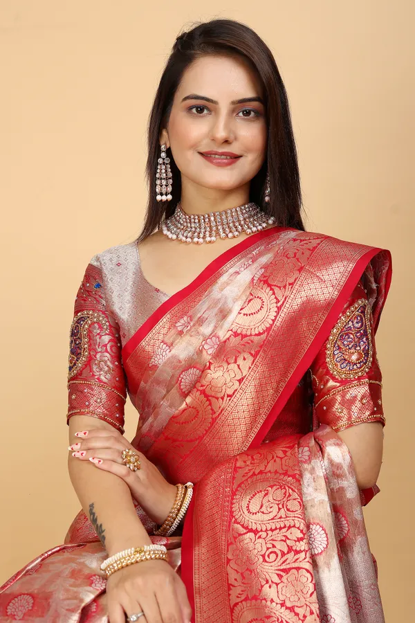 Red_Tussar_Silk_Woven_Handloom_Saree_For_Women