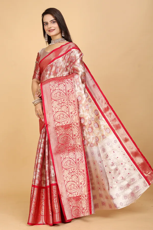 Red_Tussar_Silk_Woven_Handloom_Saree_For_Women