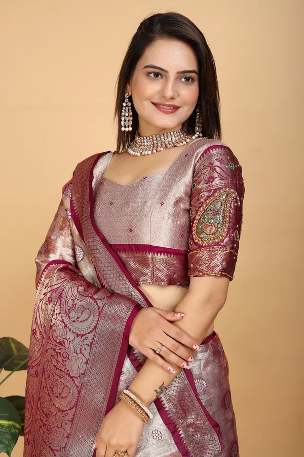 Purple_Tussar_Silk_Woven_Handloom_Saree_For_Women