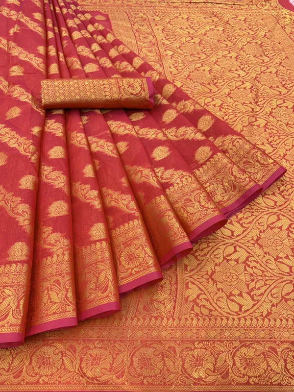 Red_Organza_Woven_Leheria_Saree_For_Women