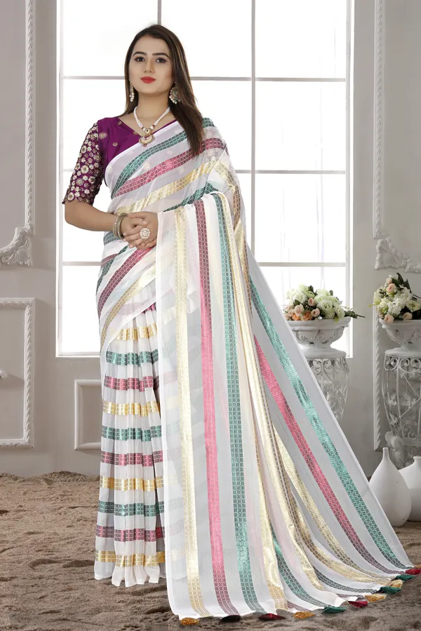 Multicolor_Chiffon_Self_Design_Bollywood_Saree_For_Women