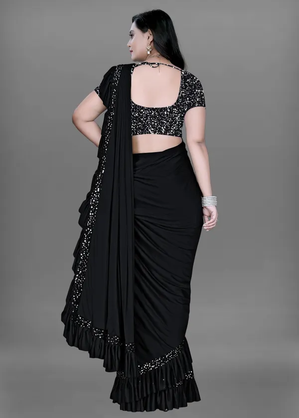 Black_Lycra_Blend_Solid/Plain_Bollywood_Saree_For_Women