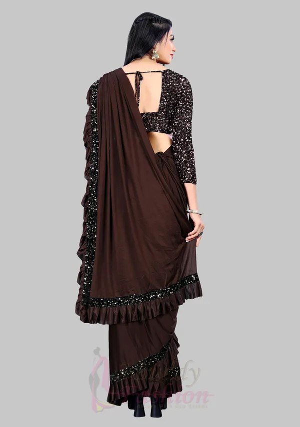 Brown_Lycra_Blend_Solid/Plain_Bollywood_Saree_For_Women