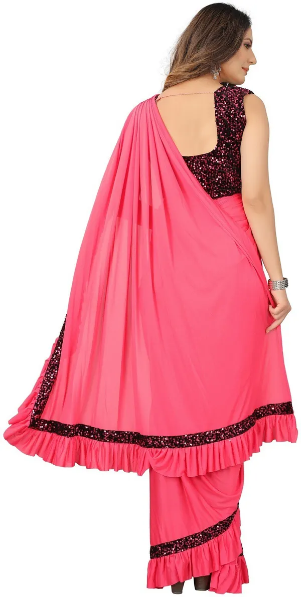 Pink_Lycra_Blend_Solid/Plain_Bollywood_Saree_For_Women