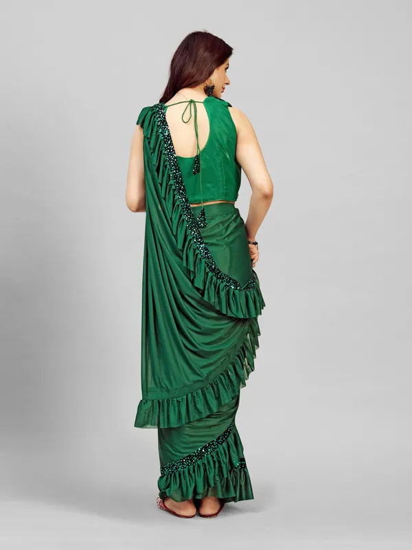 Green_Lycra_Blend_Solid/Plain_Bollywood_Saree_For_Women